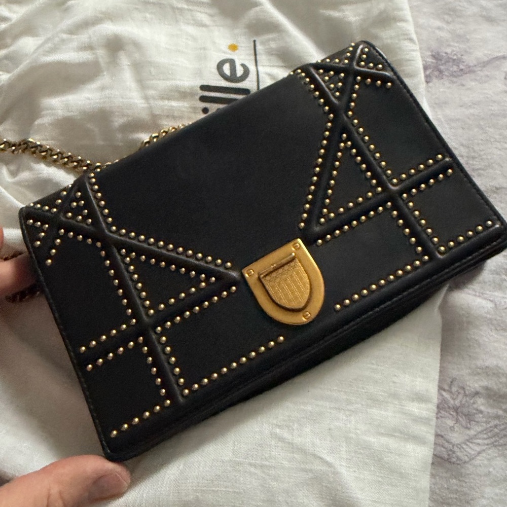 Dior Black Crossbody Bag with Gold Studs